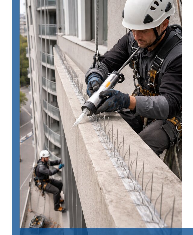 Установка шипов от птиц на фасадах и кровлях в Старом Осколе